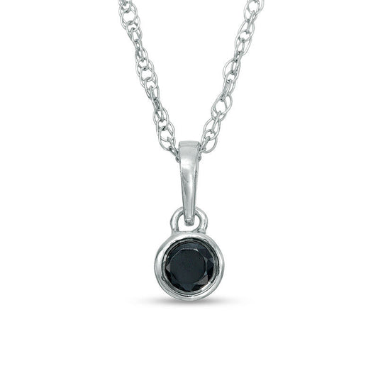 0.1 CT. Enhanced Black Natural Clarity Enhanced Solitaire Bezel-Set Pendant in 10K White Gold