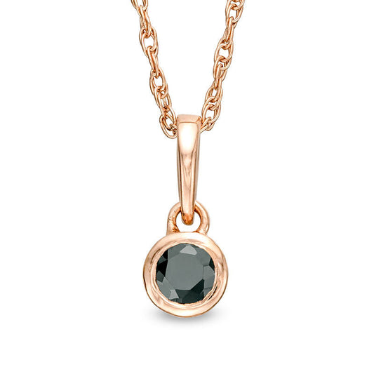 0.1 CT. Enhanced Black Natural Clarity Enhanced Solitaire Bezel-Set Pendant in 10K Rose Gold