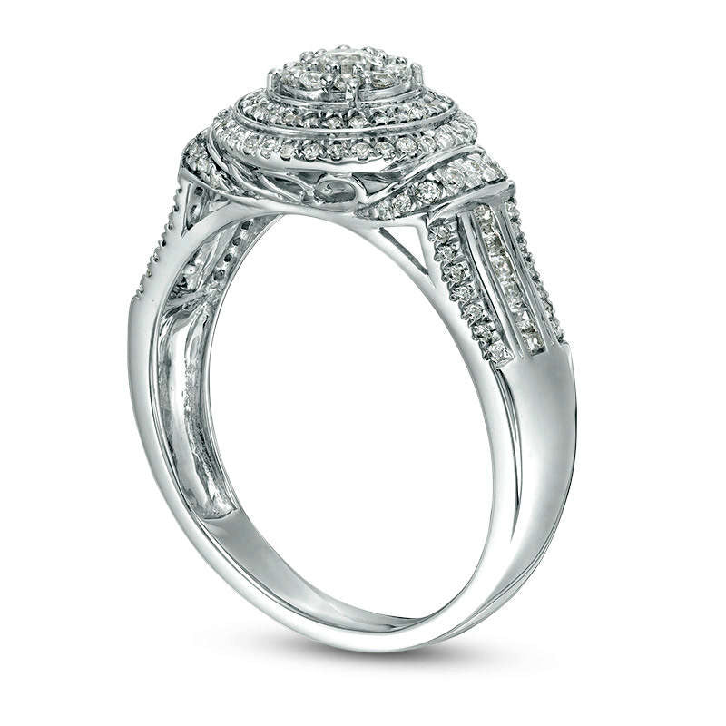 0.50 CT. T.W. Composite Natural Diamond Double Frame Collar Engagement Ring in Solid 10K White Gold