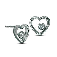 0.1 CT. T.W. Diamond Heart Outline Stud Earrings in Sterling Silver