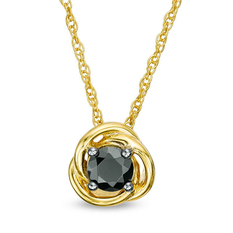 0.38 CT. Enhanced Black Natural Clarity Enhanced Solitaire Swirl Frame Pendant in 10K Yellow Gold