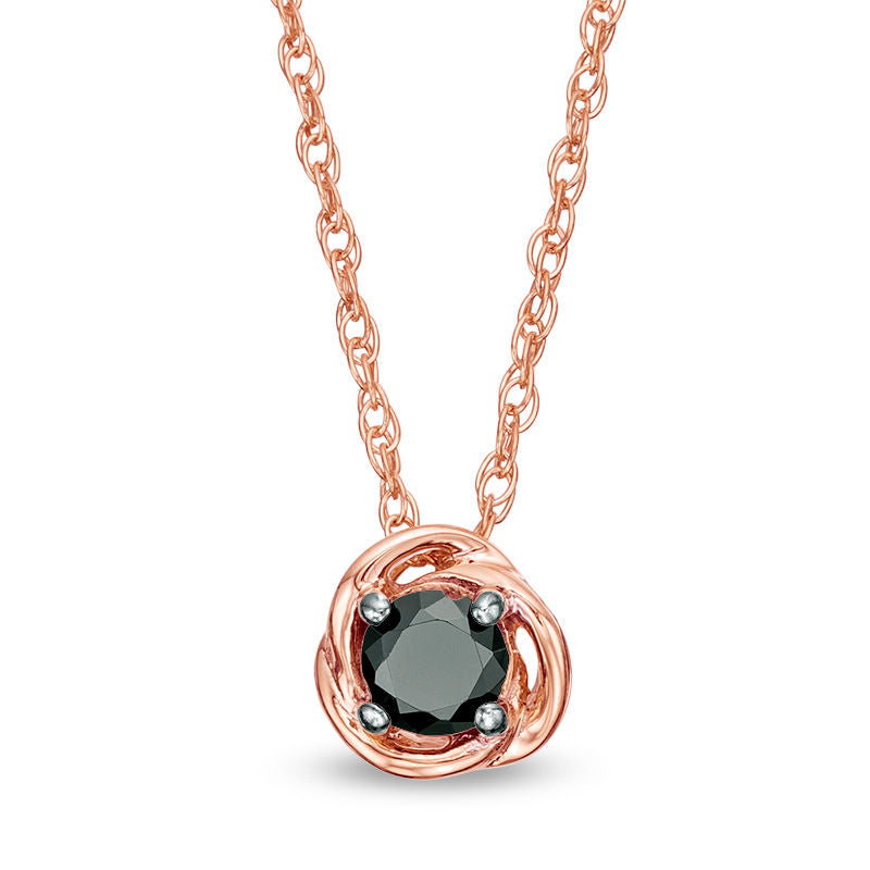 0.38 CT. Enhanced Black Natural Clarity Enhanced Solitaire Swirl Frame Pendant in 10K Rose Gold