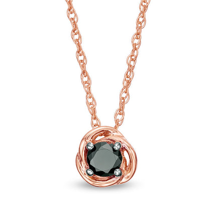 0.38 CT. Enhanced Black Natural Clarity Enhanced Solitaire Swirl Frame Pendant in 10K Rose Gold