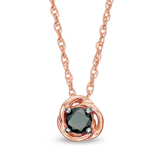 0.38 CT. Enhanced Black Natural Clarity Enhanced Solitaire Swirl Frame Pendant in 10K Rose Gold