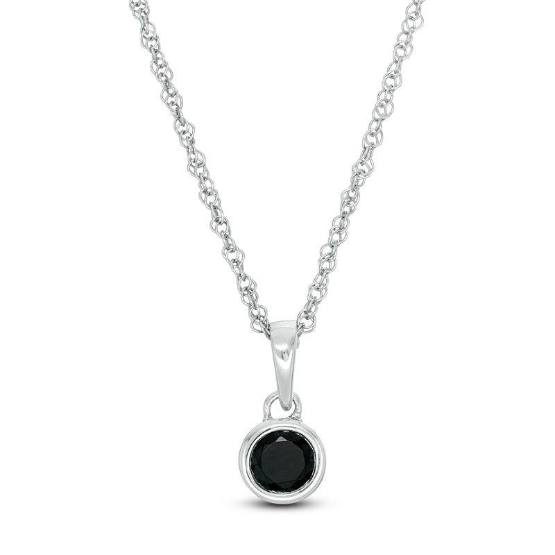 0.2 CT. Enhanced Black Natural Clarity Enhanced Bezel-Set Solitaire Pendant in 10K White Gold
