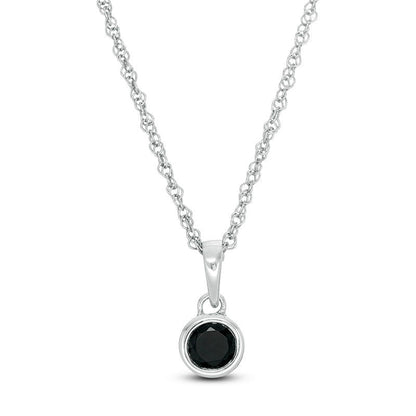 0.2 CT. Enhanced Black Natural Clarity Enhanced Bezel-Set Solitaire Pendant in 10K White Gold