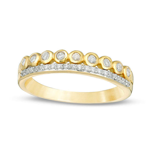 0.20 CT. T.W. Natural Diamond Two Row Stackable Band in Solid 10K Yellow Gold