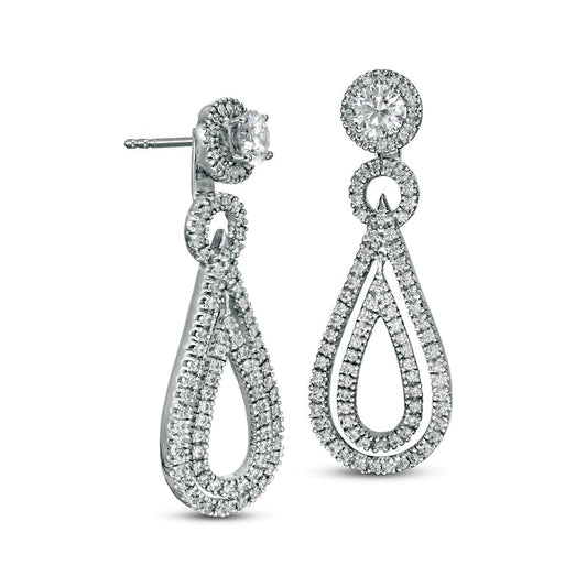 1 CT. T.W. Diamond Frame and Double Open Teardrop Earring Jackets in 14K White Gold