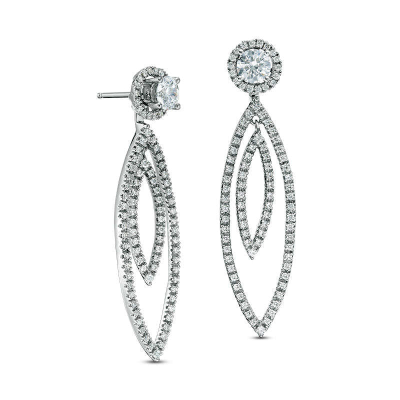 1 CT. T.W. Diamond Frame and Double Open Marquise Drop Earring Jackets in 14K White Gold