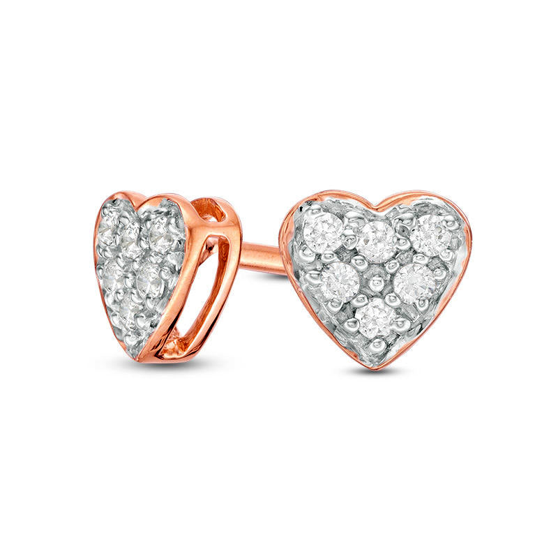 0.13 CT. T.W. Composite Diamond Heart Stud Earrings in 10K Rose Gold