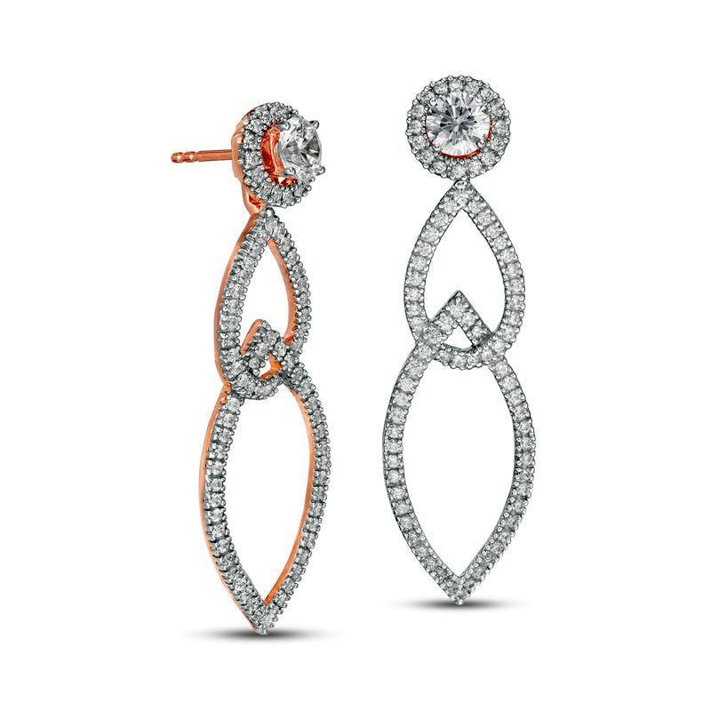1 CT. T.W. Diamond Frame and Interlocking Geometric Drop Earring Jackets in 14K Rose Gold