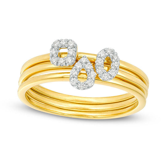 0.17 CT. T.W. Natural Diamond Geometric Outline Three Piece Stackable Band Set in Solid 10K Yellow Gold