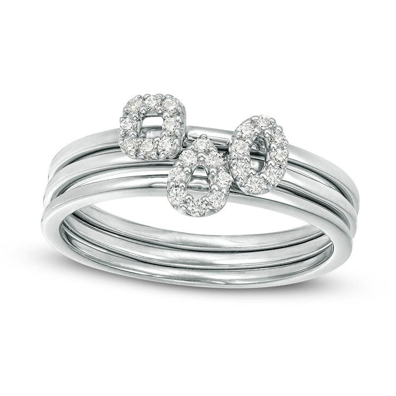 0.17 CT. T.W. Natural Diamond Geometric Outline Three Piece Stackable Band Set in Solid 10K White Gold