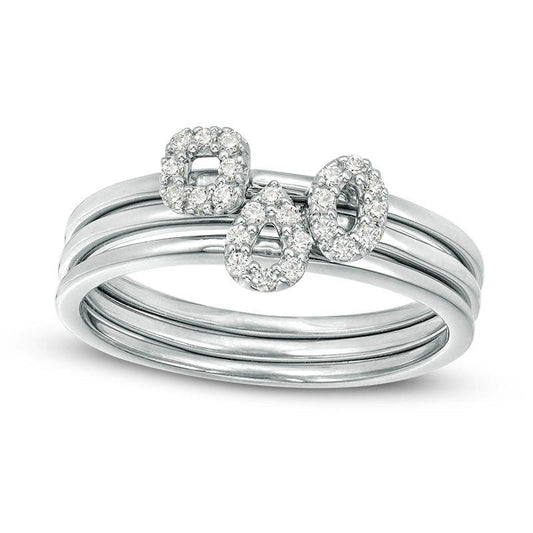 0.17 CT. T.W. Natural Diamond Geometric Outline Three Piece Stackable Band Set in Solid 10K White Gold