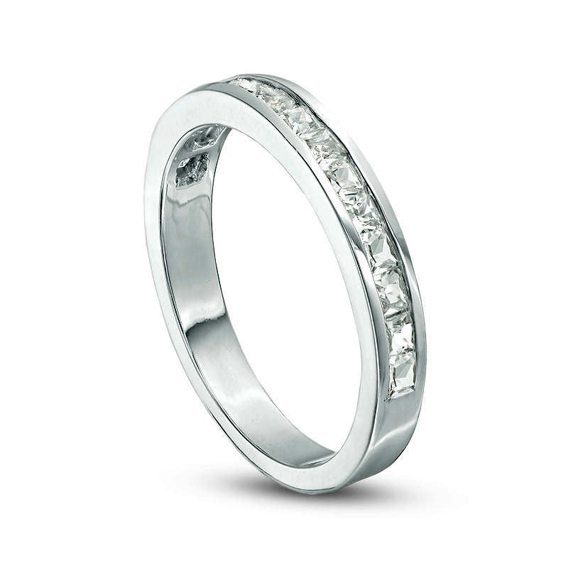 Princess-Cut Lab-Created White Sapphire Channel-Set Band in Sterling Silver