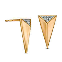 0.07 CT. T.W. Diamond Elongated Triangle Stud Earrings in Sterling Silver with 14K Gold Plate