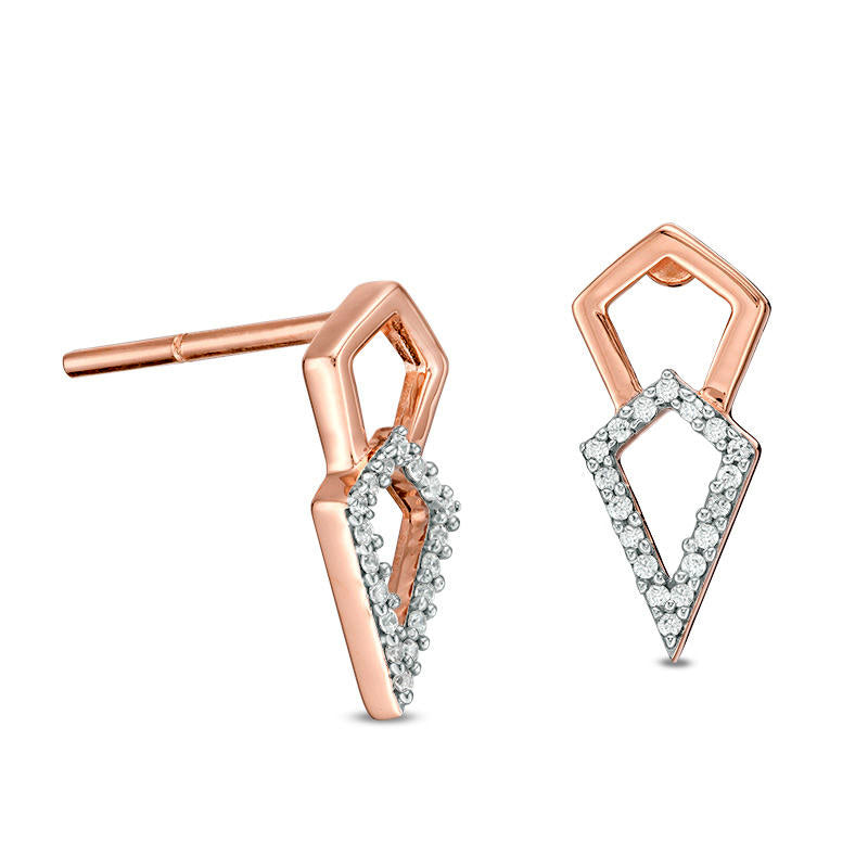 0.07 CT. T.W. Diamond Double Kite-Shaped Stud Earrings in 10K Rose Gold