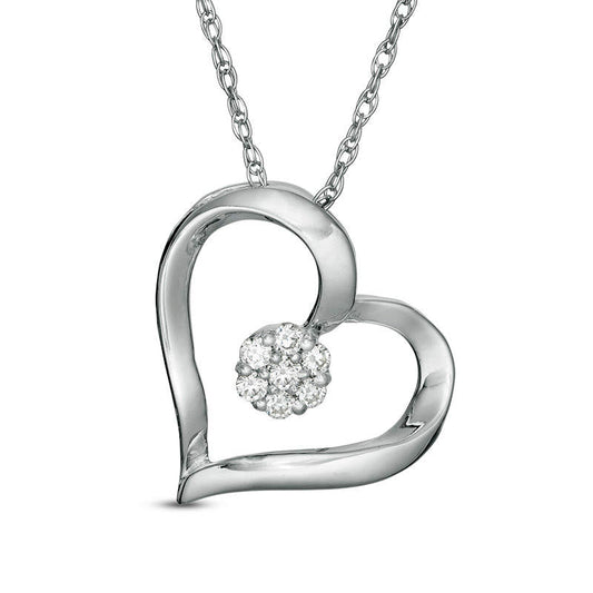 0.1 CT. T.W. Composite Natural Diamond Twist Heart Pendant in Sterling Silver