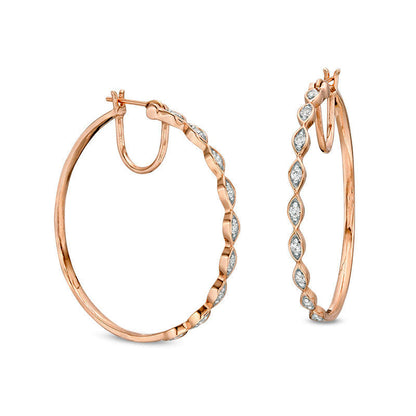 0.33 CT. T.W. Diamond Marquise Hoop Earrings in 10K Rose Gold