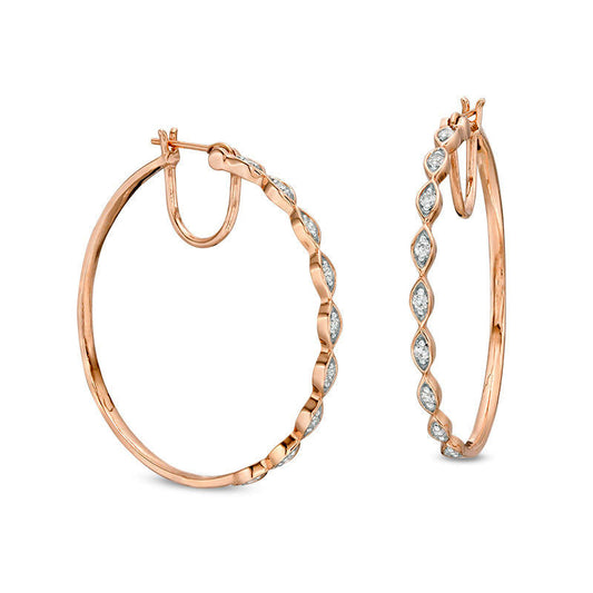 0.33 CT. T.W. Diamond Marquise Hoop Earrings in 10K Rose Gold