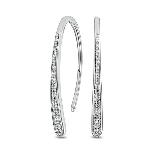 0.1 CT. T.W. Diamond Teardrop Curve Threader Earrings in 10K White Gold