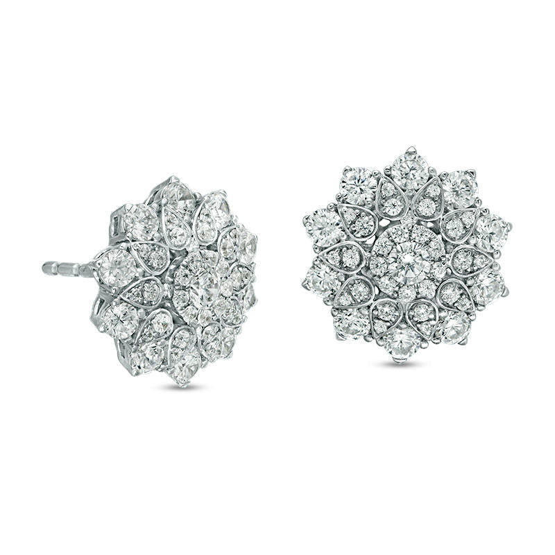 1 CT. T.W. Diamond Flower Stud Earrings in 10K White Gold