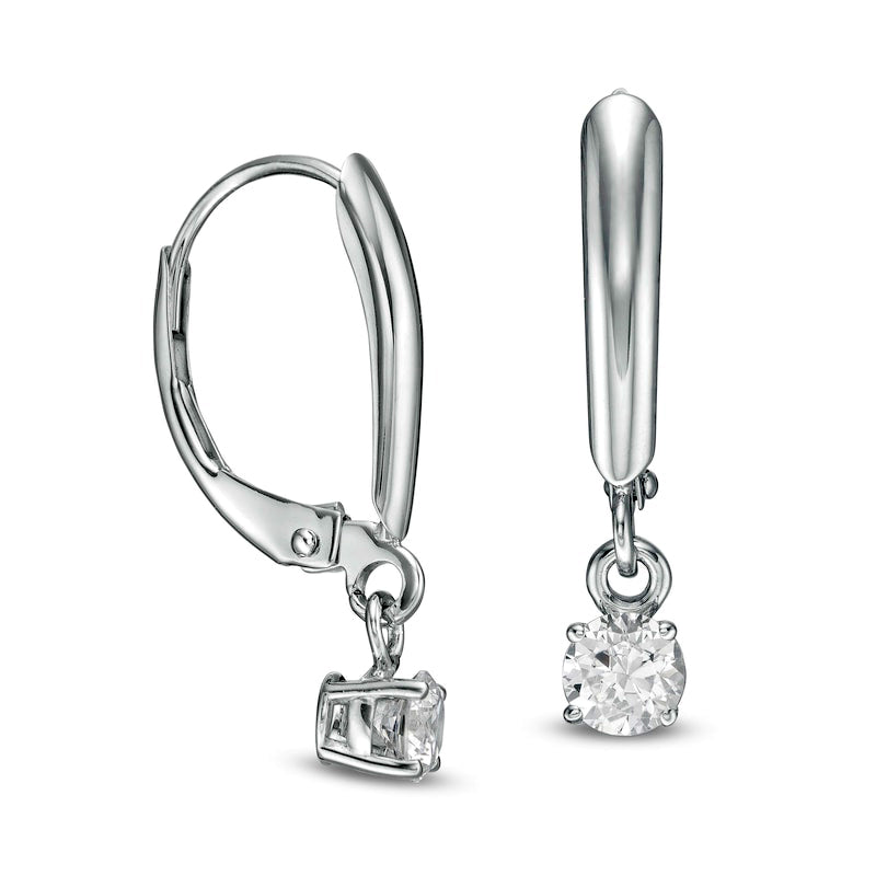 0.33 CT. T.W. Certified Diamond Solitaire Leverback Earrings in 14K White Gold (I/VS2)