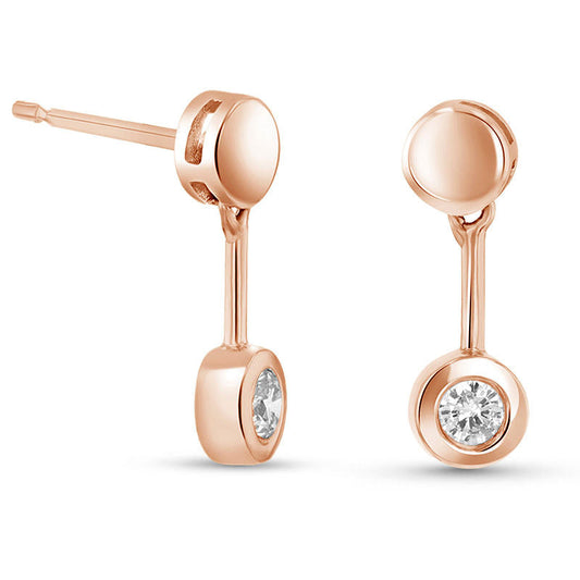 0.25 CT. T.W. Diamond Bezel-Set Solitaire Pendulum Drop Earrings in 14K Rose Gold