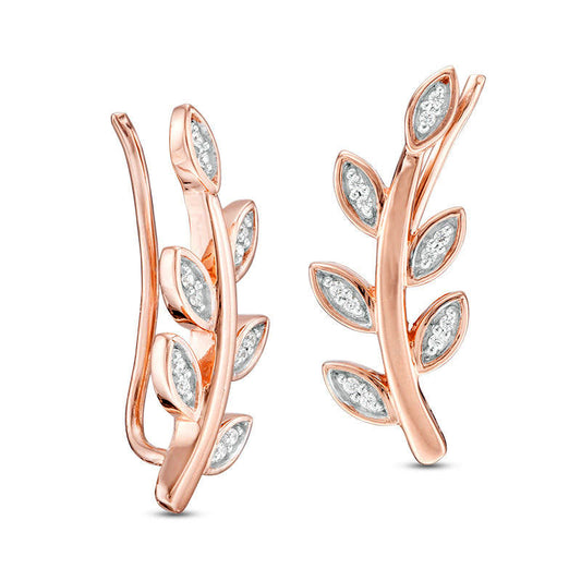 0.07 CT. T.W. Diamond Vine Crawler Earrings in 10K Rose Gold