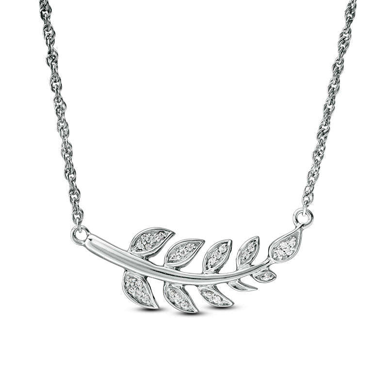 0.07 CT. T.W. Natural Diamond Vine Necklace in Sterling Silver