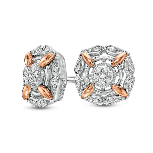 0.1 CT. T.W. Composite Diamond Vintage-Style Stud Earrings in 10K Two-Tone Gold