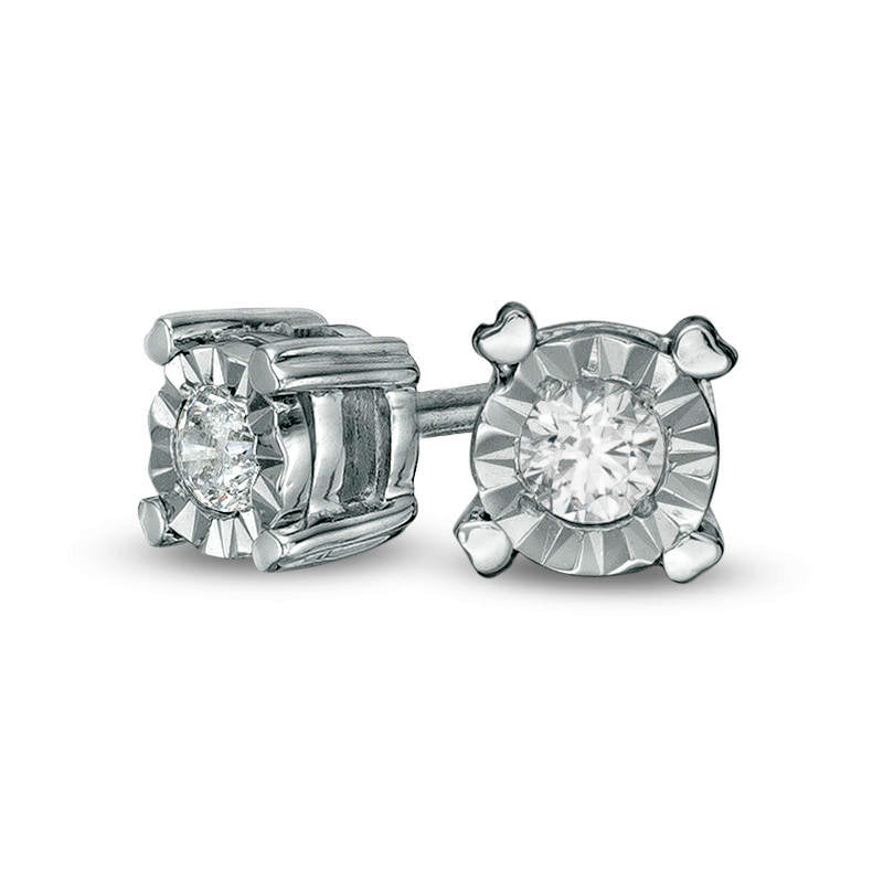 0.1 CT. T.W. Diamond Solitaire Stud Earrings in 10K White Gold