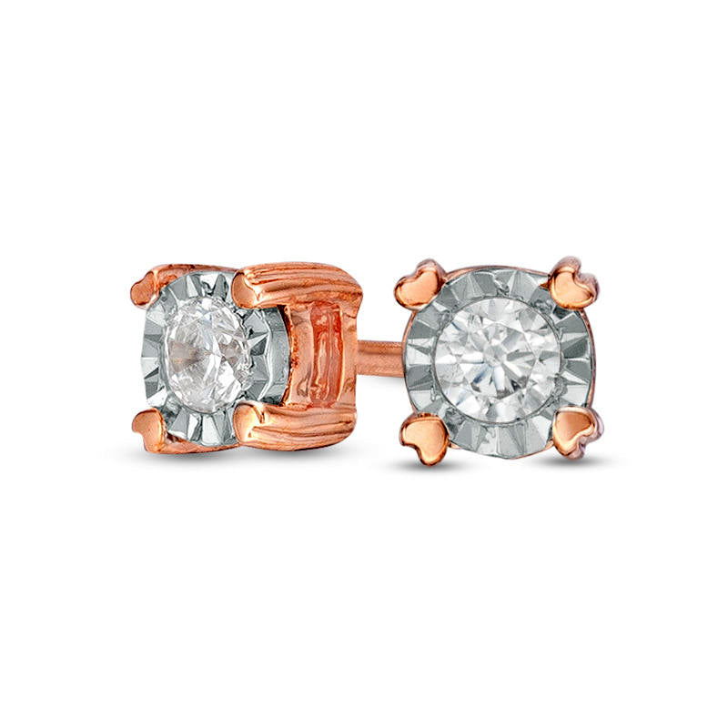 0.1 CT. T.W. Diamond Solitaire Stud Earrings in 10K Rose Gold