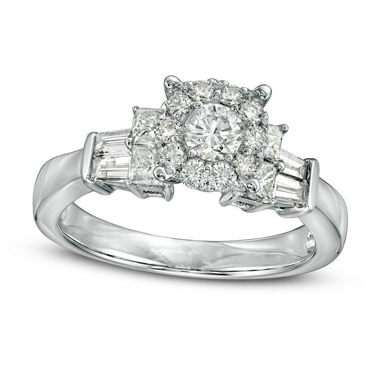 1.25 CT. T.W. Natural Diamond Frame Engagement Ring in Solid 14K White Gold