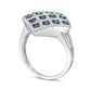 Blue Sapphire and 0.63 CT. T.W. Natural Diamond Grid Pattern Tilted Square Split Shank Ring in Solid 14K White Gold