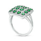 Tsavorite and 0.50 CT. T.W. Natural Diamond Grid Pattern Split Shank Ring in Solid 14K White Gold