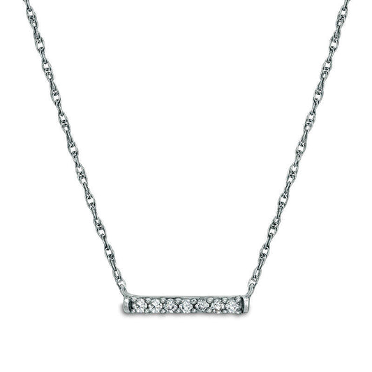 0.07 CT. T.W. Natural Diamond Bar Necklace in 10K White Gold - 17.5"