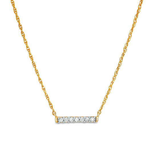 0.07 CT. T.W. Natural Diamond Bar Necklace in 10K Yellow Gold - 17.5"