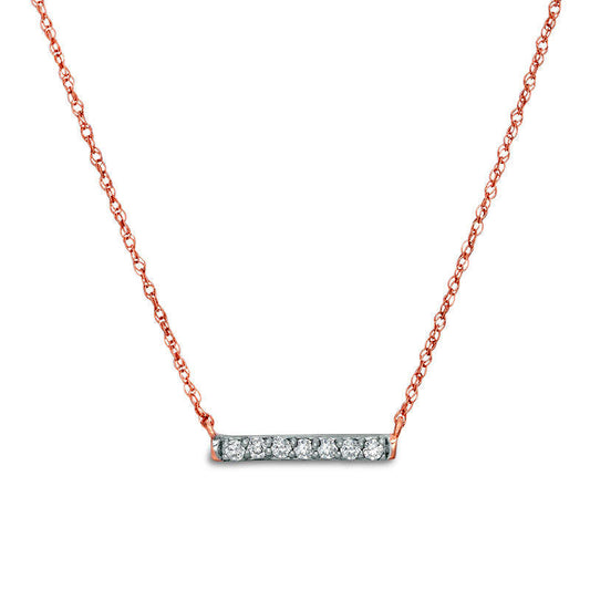 0.07 CT. T.W. Natural Diamond Bar Necklace in 10K Rose Gold - 17.5"