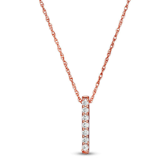 0.07 CT. T.W. Natural Diamond Vertical Bar Pendant in 10K Rose Gold