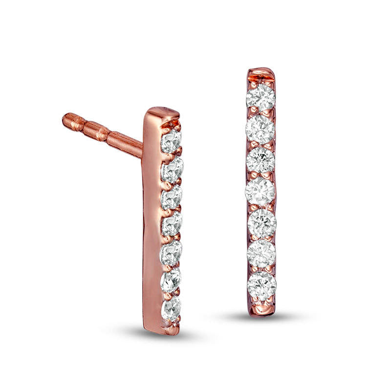 0.1 CT. T.W. Diamond Vertical Bar Drop Earrings in 10K Rose Gold