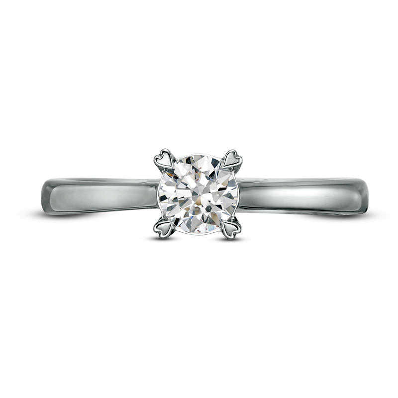 0.50 CT. T.W. Natural Clarity Enhanced Diamond Solitaire with Heart Prongs Engagement Ring in Solid 14K White Gold