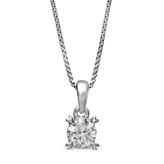 0.38 CT. T.W. Natural Clarity Enhanced Solitaire Heart Prongs Pendant in 10K White Gold