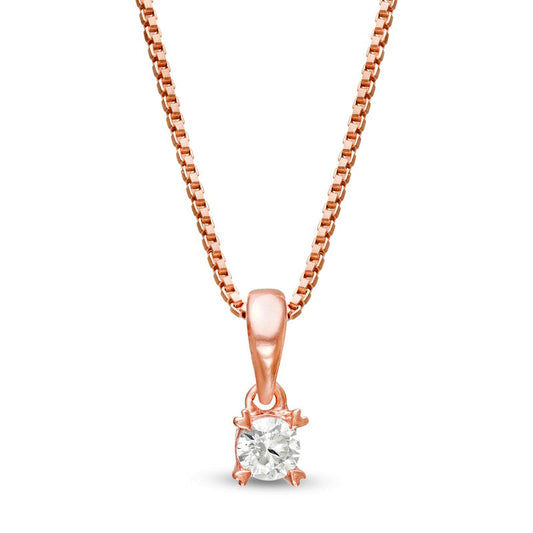 0.1 CT. T.W. Natural Clarity Enhanced Solitaire with Heart Prongs Pendant in 10K Rose Gold