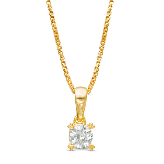 0.2 CT. T.W. Natural Clarity Enhanced Solitaire with Heart Prongs Pendant in 10K Yellow Gold