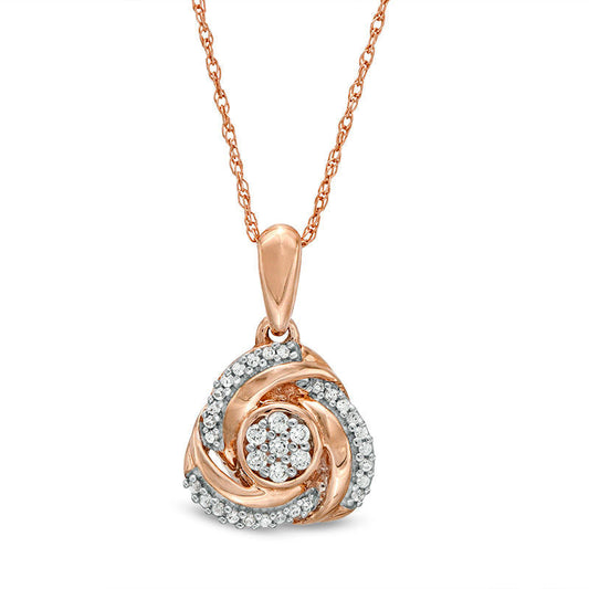 0.07 CT. T.W. Composite Natural Diamond Love Knot Pendant in 10K Rose Gold