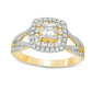 1.0 CT. T.W. Princess-Cut Natural Diamond Frame Loop Shank Engagement Ring in Solid 14K Gold