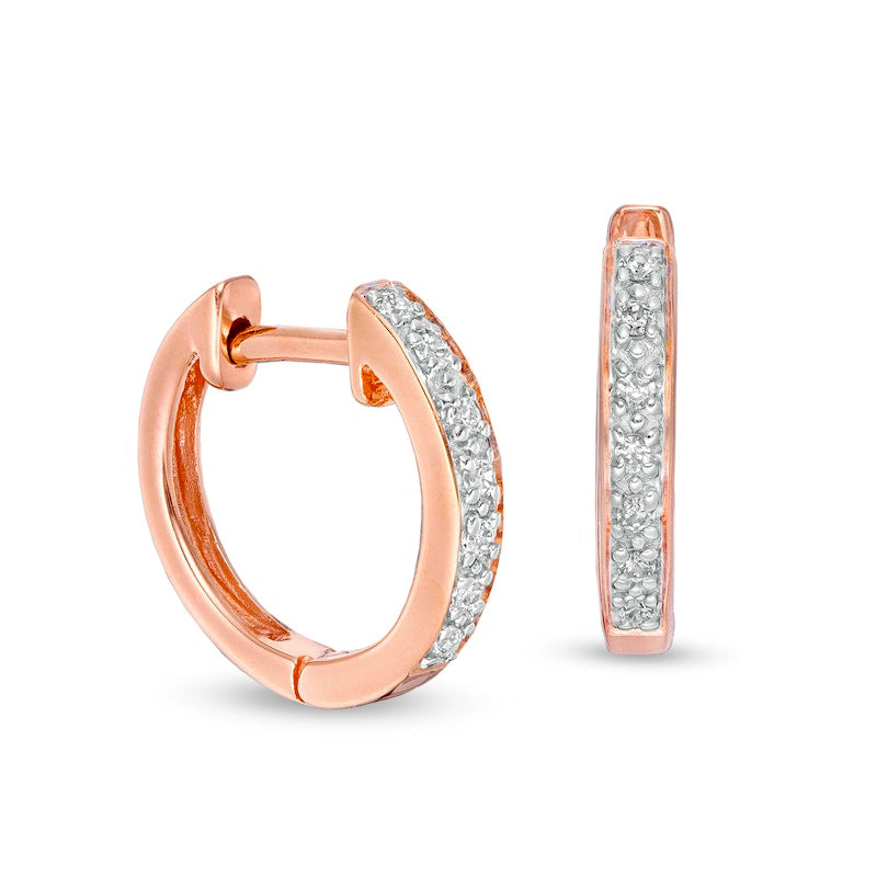 0.07 CT. T.W. Diamond Huggie Hoop Earrings in 14K Rose Gold