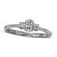 0.50 CT. T.W. Oval and Round Natural Diamond Three Stone Engagement Ring in Solid 14K White Gold