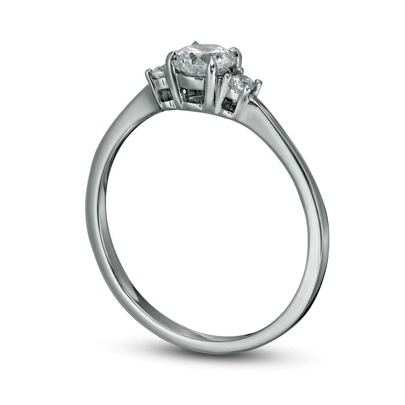 0.50 CT. T.W. Natural Diamond Three Stone Engagement Ring in Solid 14K White Gold